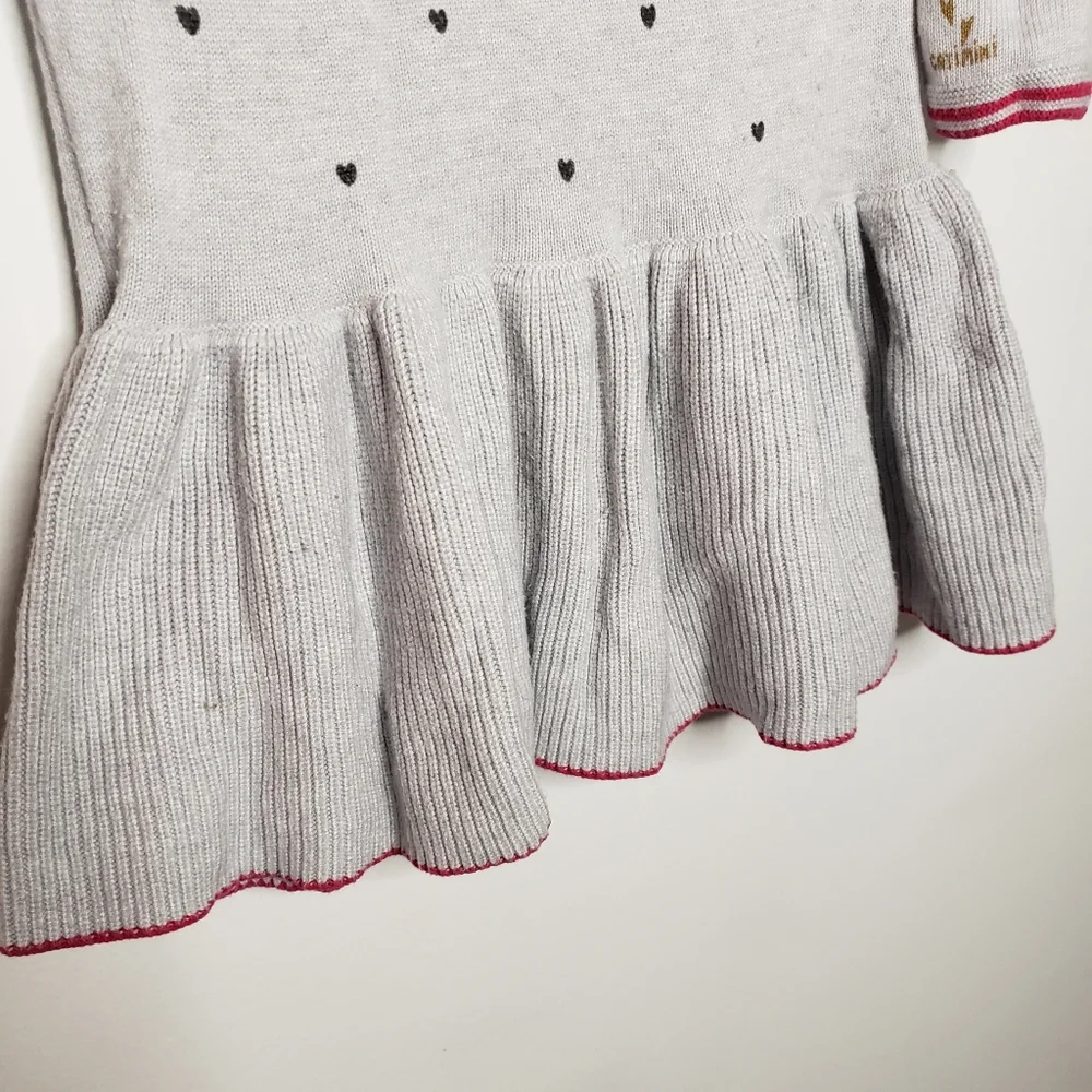 Catimini 4 Toddler Girl Long Sleeve Sweater Dress Heart Floral Animal Design